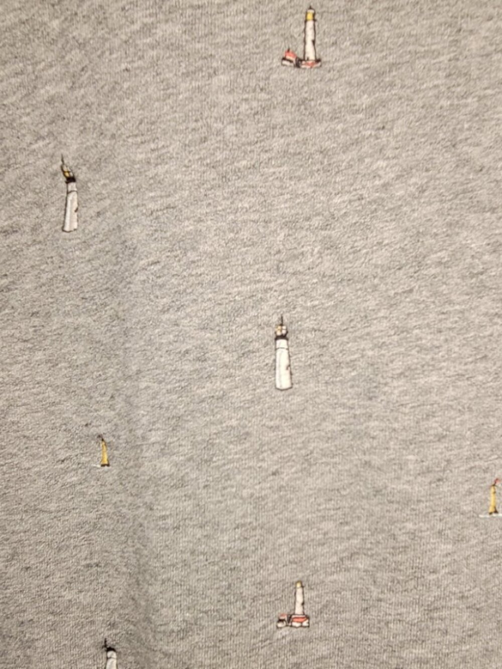 J. Crew Vintage Fleece Heather Gray Sweatshirt Embroidered Lighthouses Size L - Picture 3 of 7